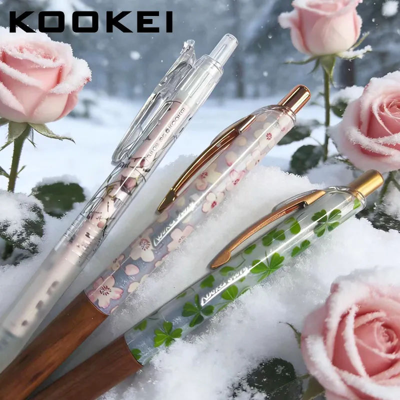 

KOOKEI Neutral Pen Limited Edition Dried Rose Cherry Blossom Clover Press Type Water Pen Black Sandalwood Exam Quick Drying