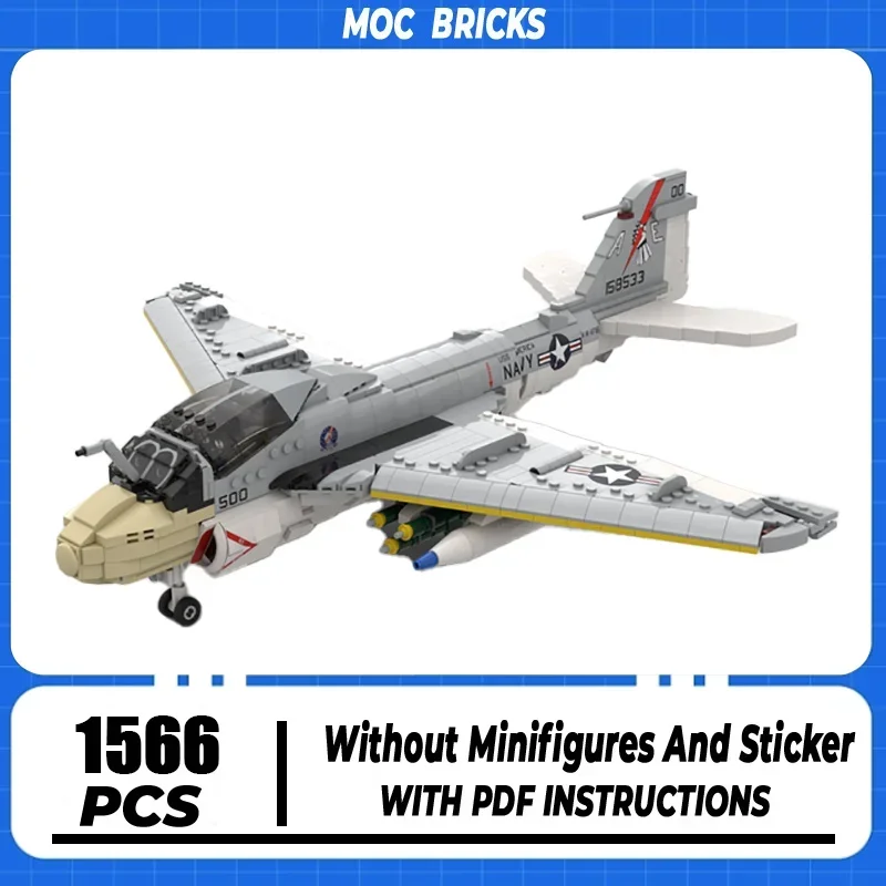 Moc Building Blocks Military Series 1:35 Scale A-6E Intruder Model Technology Aircraft Bricks DIY Assembly Fighter Toy