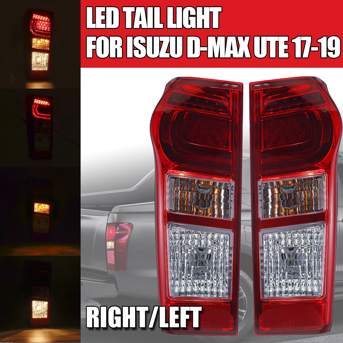 

For Isuzu D-Max Yukon Pickup 2017 2018 2019 Car LED Tail Light Red Rear Tail Light Stop Brake Lamp Signal Lighting