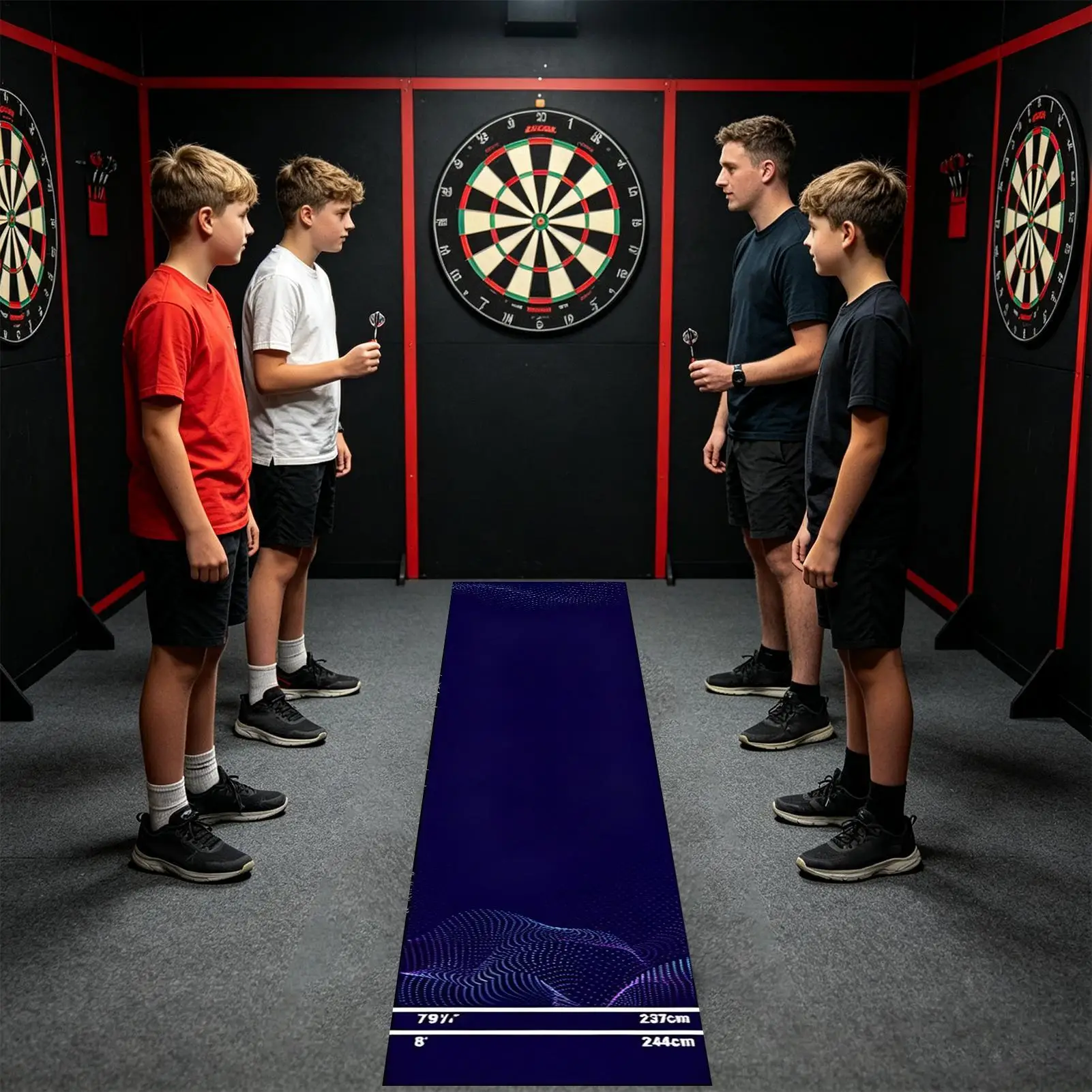 

Dart Mat With Throw Line Crystal Velvet Non-Slip Portable Protective Dart Mat For Game Room Tournament Sports Club Office Break
