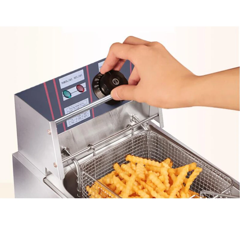 Commercial Electric Deep Fryer, Single Tank Stainless Steel Smokeless Fryer for French Fries Chicken Doughnuts