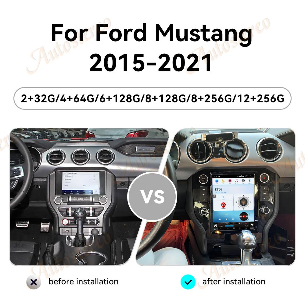 10.4 بوصة لفورد موستانج 2015-2021 أندرويد راديو السيارة ستيريو استقبال Autoradio مشغل وسائط متعددة نظام تحديد المواقع نافي رئيس وحدة الشاشة