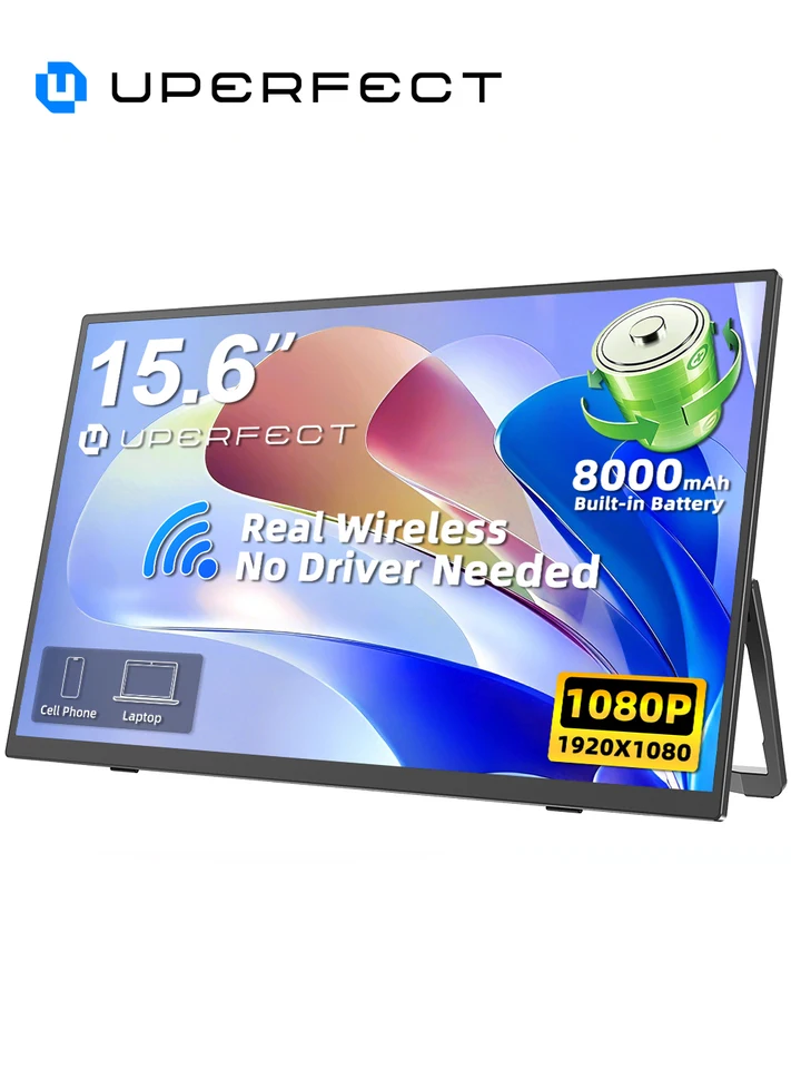 UPERFECT ワイヤレスポータブルモニター 8000mAhバッテリー搭載 15.6
