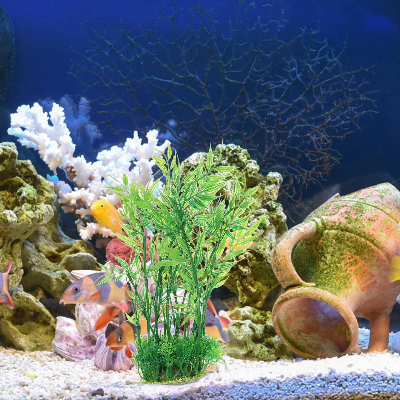 

2pcs Water Grass Decor Small Fake Plant Compact Aquarium Decor Realistic Desktop Fish Tank Landscape Household Decorative