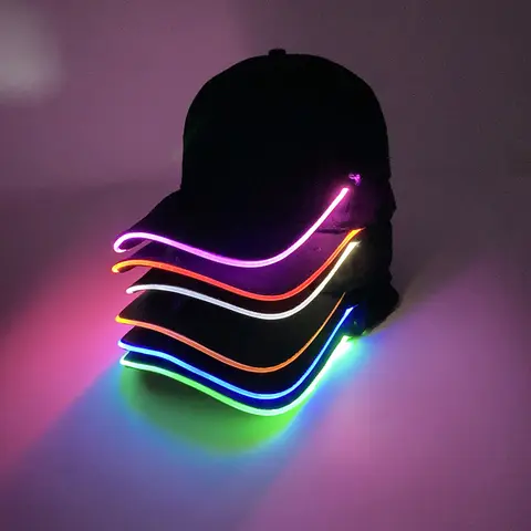 LED 라이트 업 야구 모자, 번쩍이는 야광 레이브 파티 모자, 남성 힙합 클럽 바, 무대 공연 용품