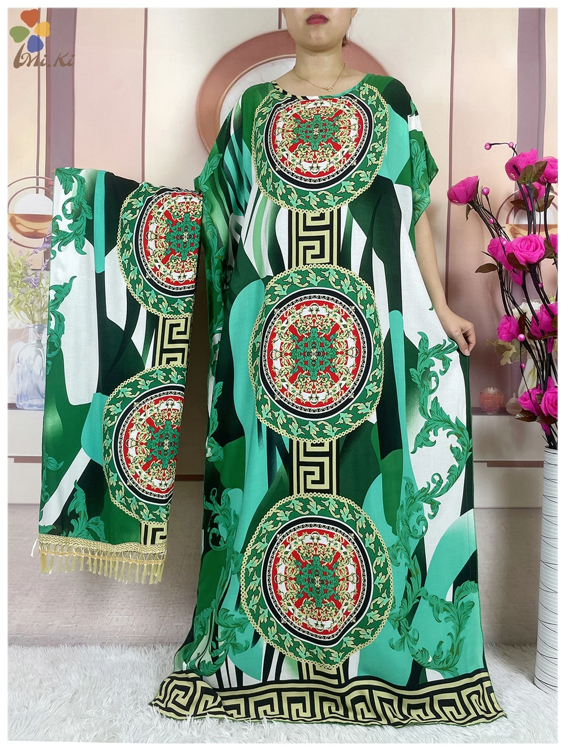 Vestido de algodão estampado com gravata tingida para mulheres muçulmanas, Robe Kaftan solto, Dubai Maxi, Roupas Femininas Africanas, Roupas para festas islâmicas