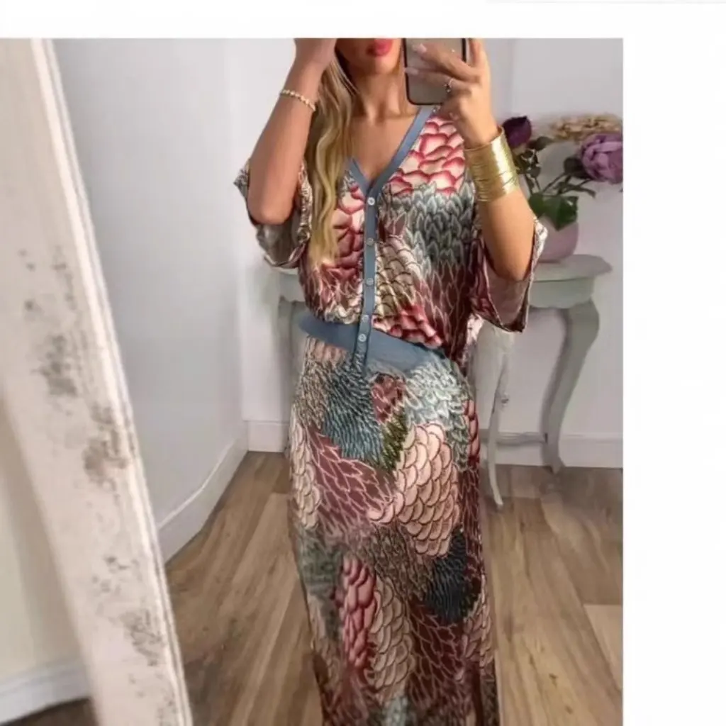 

European And American Fashion Women's Casual Dress Set Half Sleeve Style New Arrival