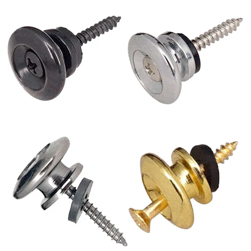 NEW 1pc Chrome Copper Guitar Strap Locks Mushrooms Heads Guitar Bass Strap Locks Pins Belt Buckle Buttons Silver/Black/Silver