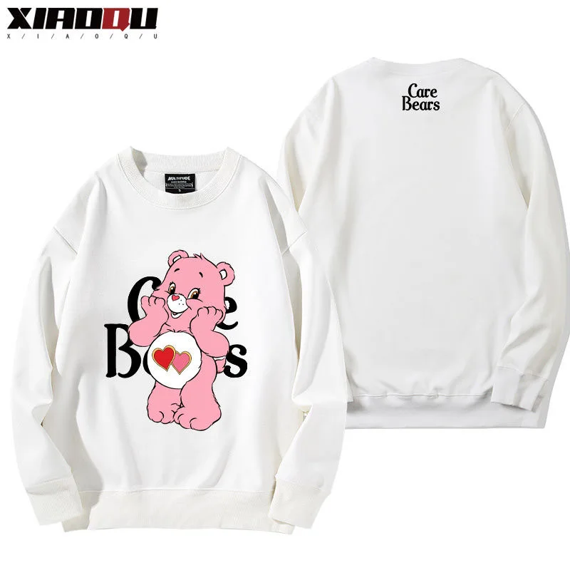 Cartoon Carebears Printed Hoodie 100% Cotton Rainbow Care Bears Pullovers Oversized Loose Sweatshirts Men Women Streetwear Tops