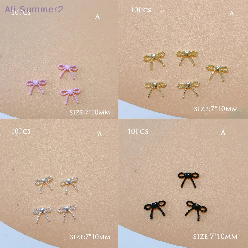 {MX} 10 قطعة لطيف ثلاثية الأبعاد شريط صغير ربطة عنق مسمار السحر بلون Bowk المعادن مسمار الفن زينة DIY بها بنفسك مانيكير اكسسوارات #3