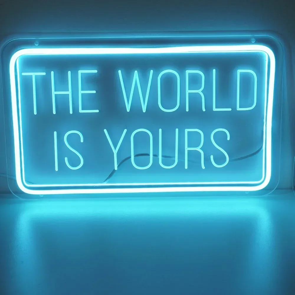 The World Is Yours Neon Grave Sign Customized Neon Sign Light Personal For Living Room Decoration Bars LED USB Neon Wall Deco