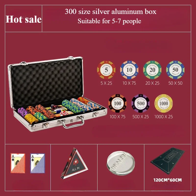 Poker Chip Coin Set Aluminum Box  Poker Chips Box Mahjong Token Betting Points Pieces Home Clay Chess and Card Room Token Coin