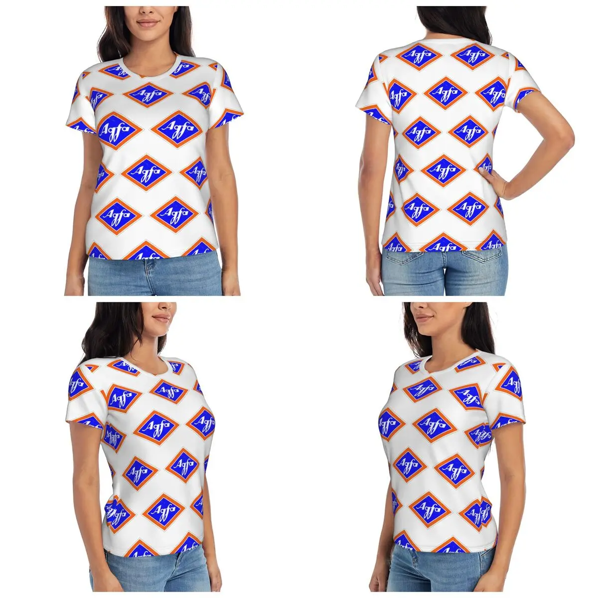 Camiseta Retro con el logotipo de Agfa Film de los años 60, camisetas de manga corta para mujer, camisetas de algodón con cuello redondo, ropa de calle de verano