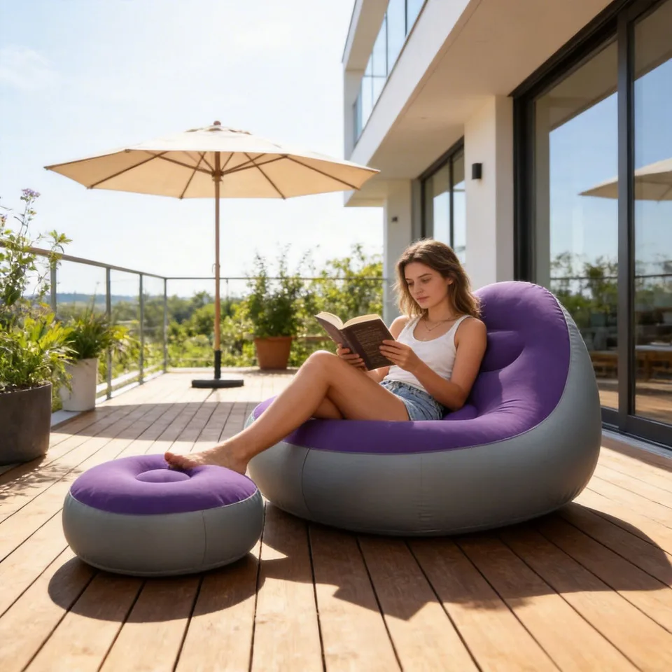 Modern Design Waterproof PVC Air Sofa Hot Inflatable Lounger Chair For Camping Tact Office Furniture Home Use In Living Room