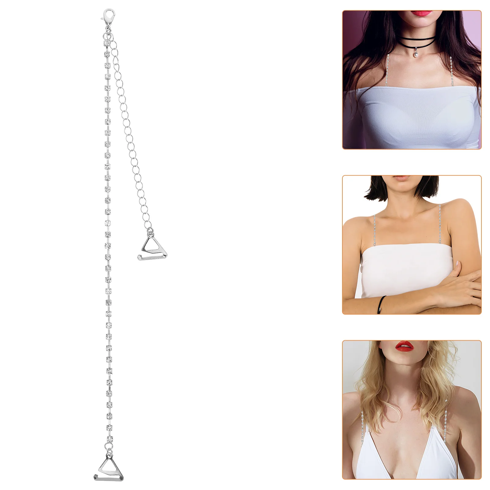 

1 Pair Adjustable 35-48Cm Crystal Rhinestone Bra Strap Chain For Women Thin Shoulder Straps Replacement Underwear Strap Bling