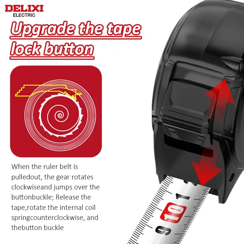 مقياس شريط فولاذية كهربائي DELIXI ، مقاوم للسقوط ، سميك ومتين ، مسطرة صندوق مقاومة للاهتراء ، m * 25 #4