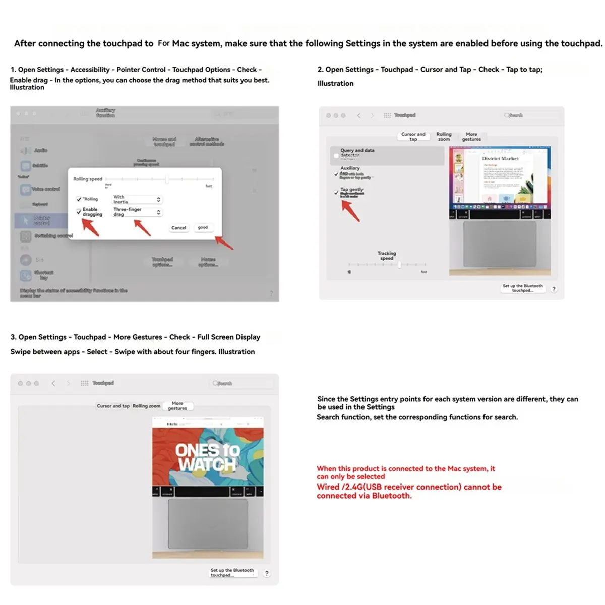 

Bluetooth Touchpad V3 Multi-Function Gestures Trackpad with Left Button Rechargeable Wireless Touchpad for IOS Win A