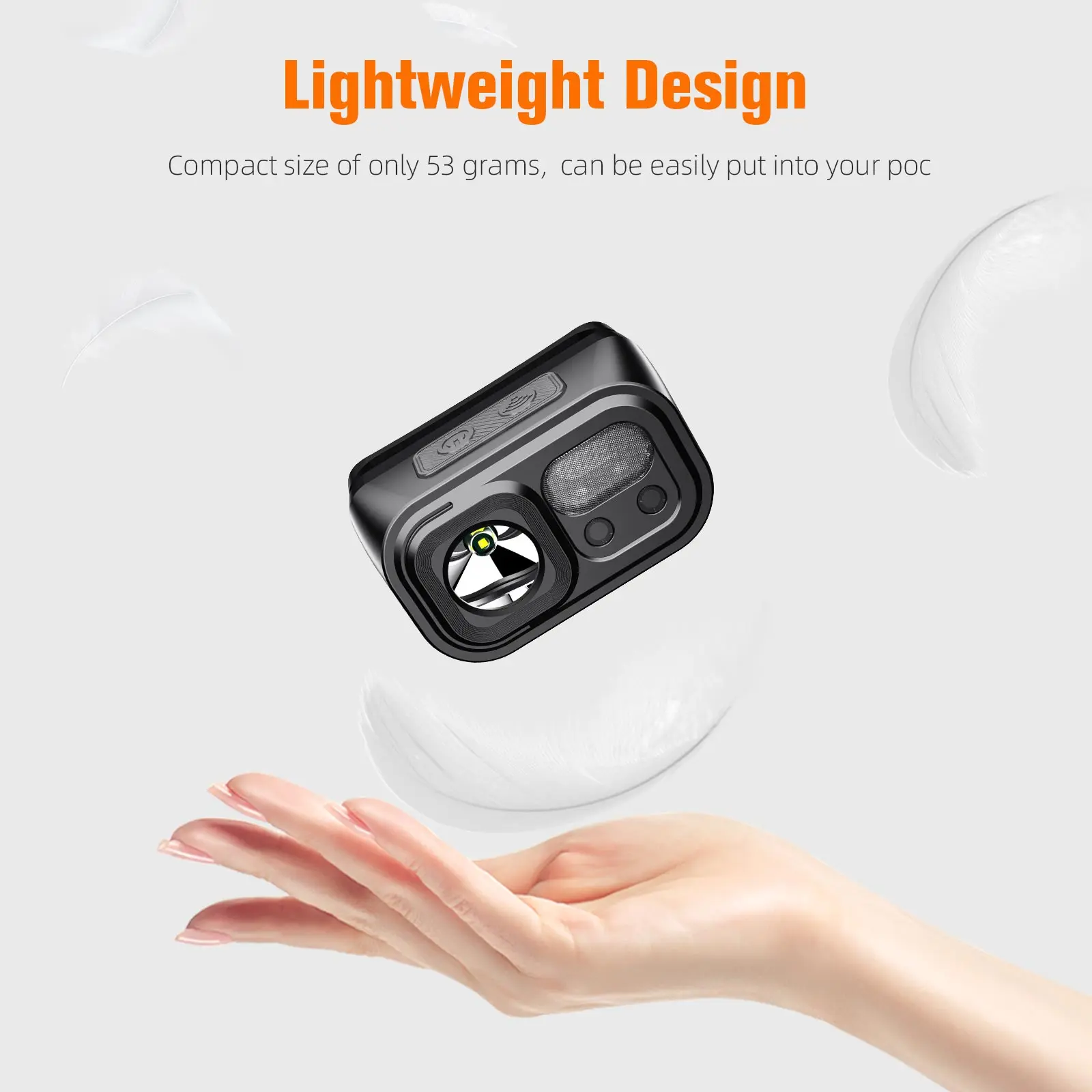 SUPERFIRE Mini Powerful Headlamp USB C Rechargeable Headlight Hiking Camping Head Light LED Sensor Front Outdoor Head Lantern