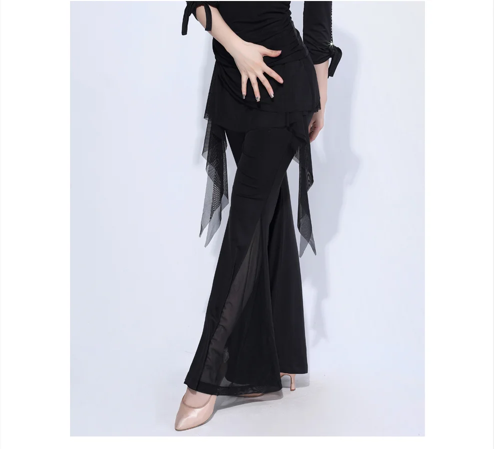 New Latin Dance Pants Women'S Trousers Professional Practice Clothes Adult Modern Dance Ballroom Dance Wide Leg Pants