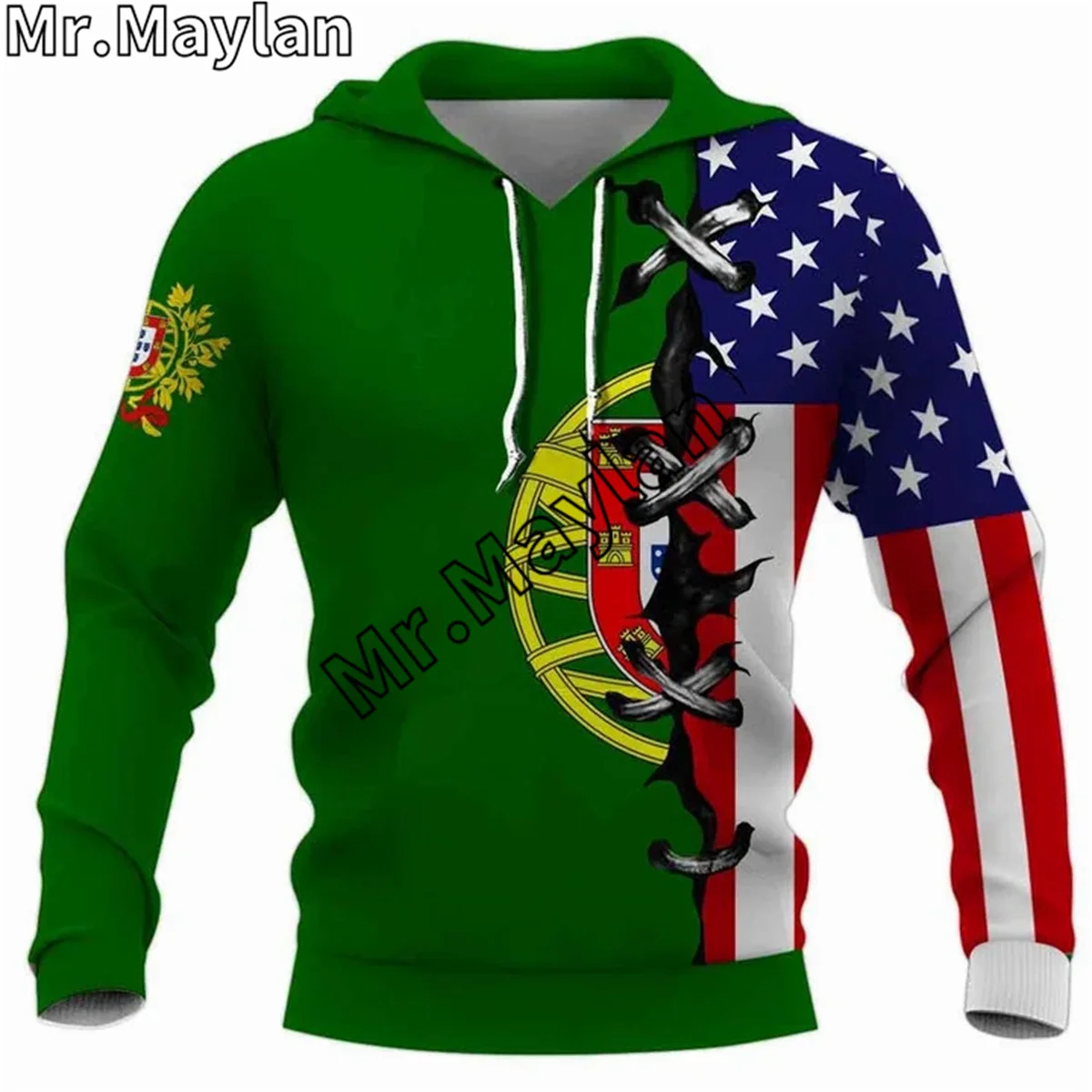 CUSTOMIZE PORTUGAL Flag Yellow Green & RED 3D Hoodie Men/Women Sweatshirt Streetwear Zip Pullover Casual Jacket Tracksuits K-055