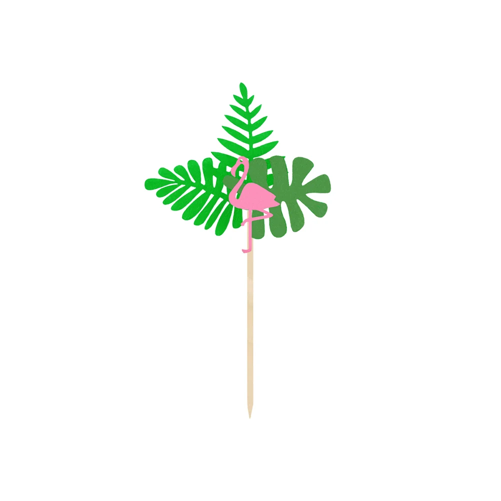 

6 Pcs Leaf Card Insertion Cake Decorations Pineapple Green Bamboo Hawaii Cupcake Picks