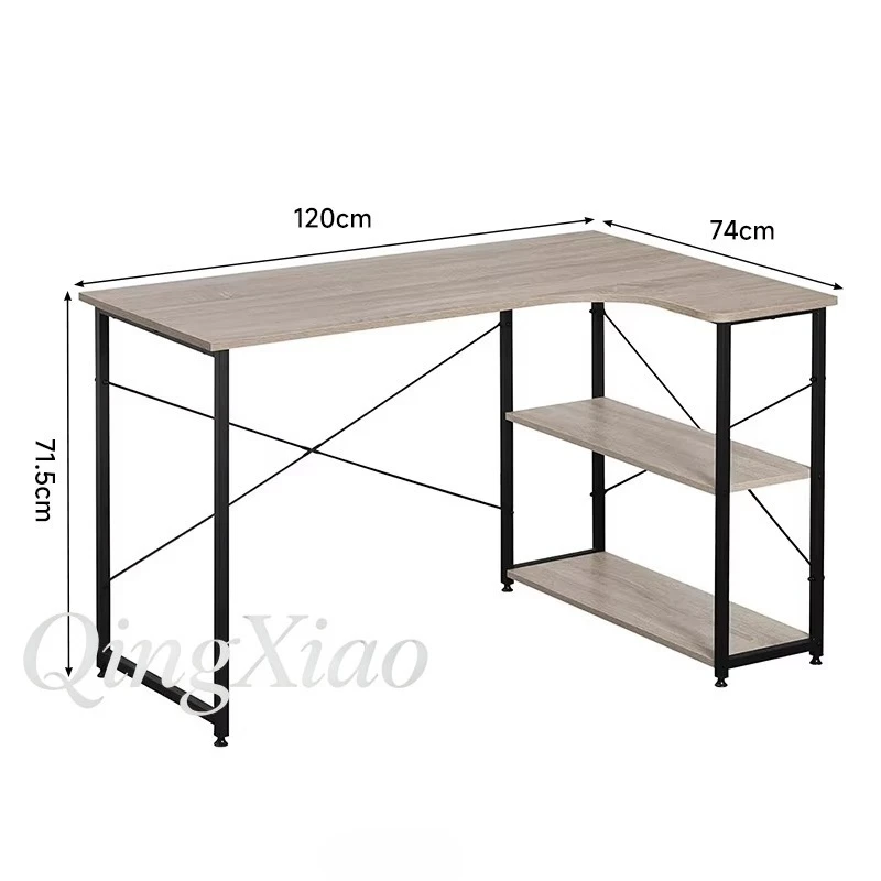 L Shaped Corner Desk With Bookshelf Integrated Wall Mounted Table Cabinet Wire Management Hole Drawer For Home Office Study Room view 2