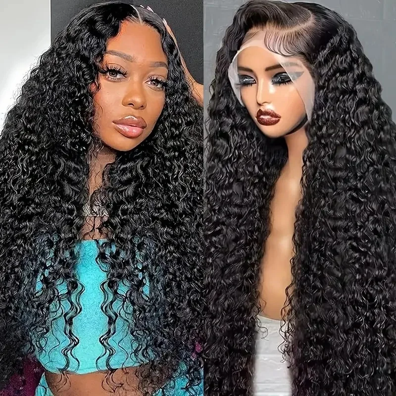 Pelucas de cabello humano de onda profunda, pelucas con cierre transparente 5 × 5, cabello humano prearrancado sin pegamento, pelucas de cabello humano con encaje frontal de 200 de densidad