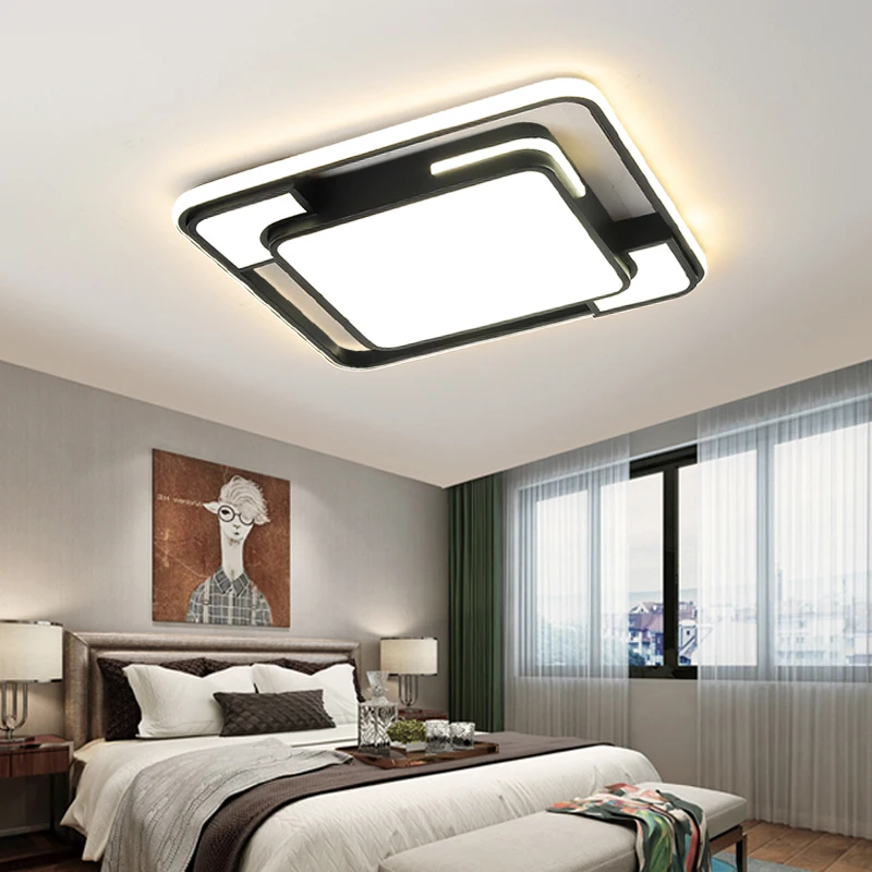 Remote Control Living Room Lights Square Creative LED Ceiling Lamp Bedroom Ceiling Pendant Lamp Indoor Home Dining Room Lighting