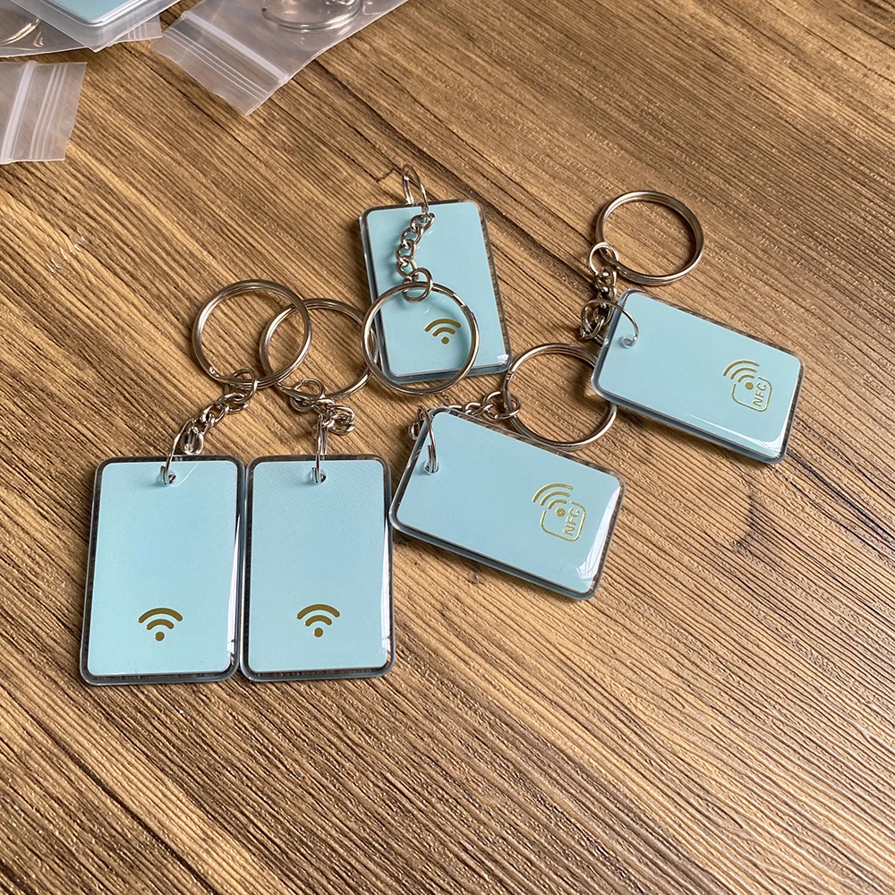 Black NFC Tap tag Waterproof Cool Epoxy NFC Keychain for Social Media Connect Sharing