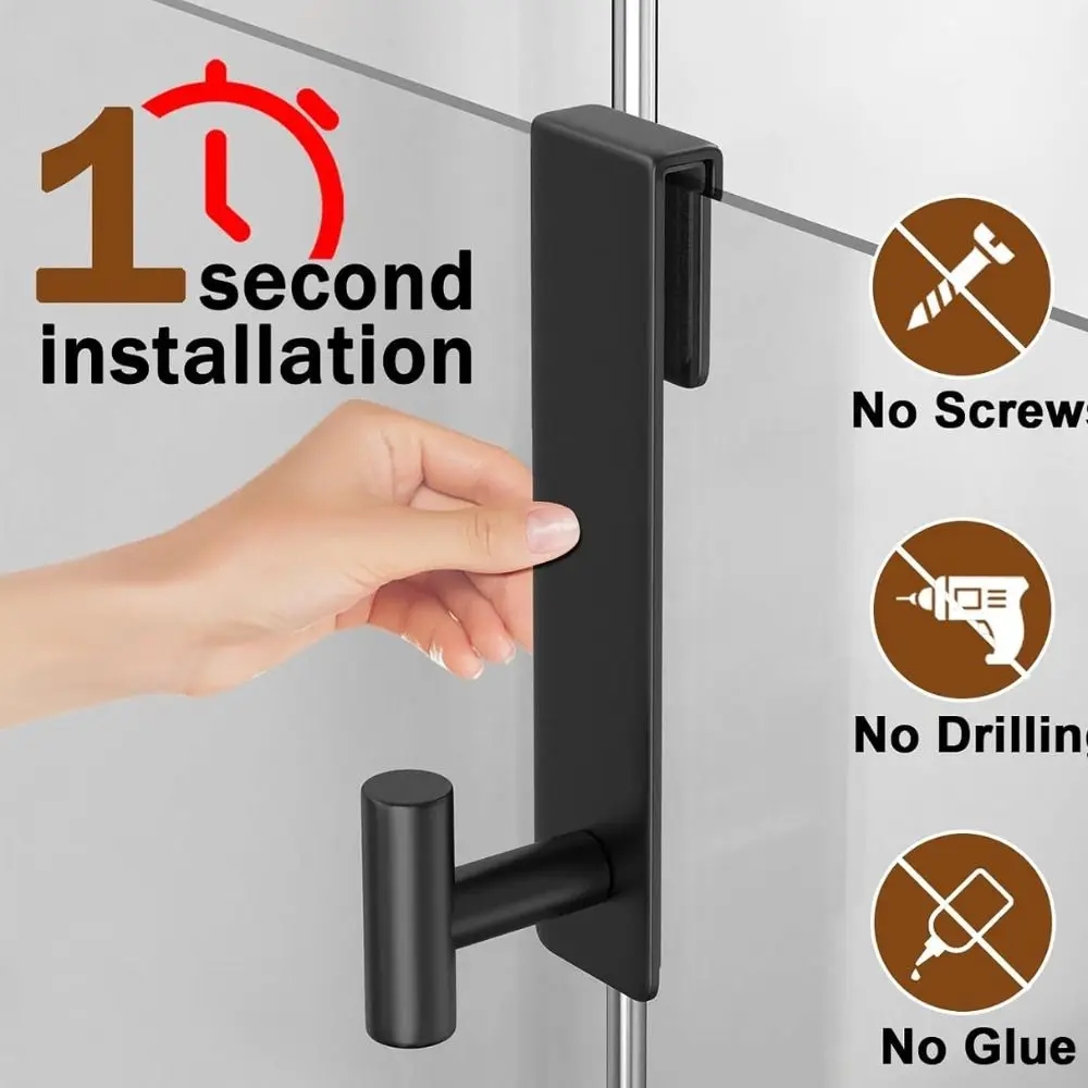 Stainless Steel Glass Door Hook Rustproof Scratch Resistant Shower Door Hanger Non-Slip Grip Easy Installation