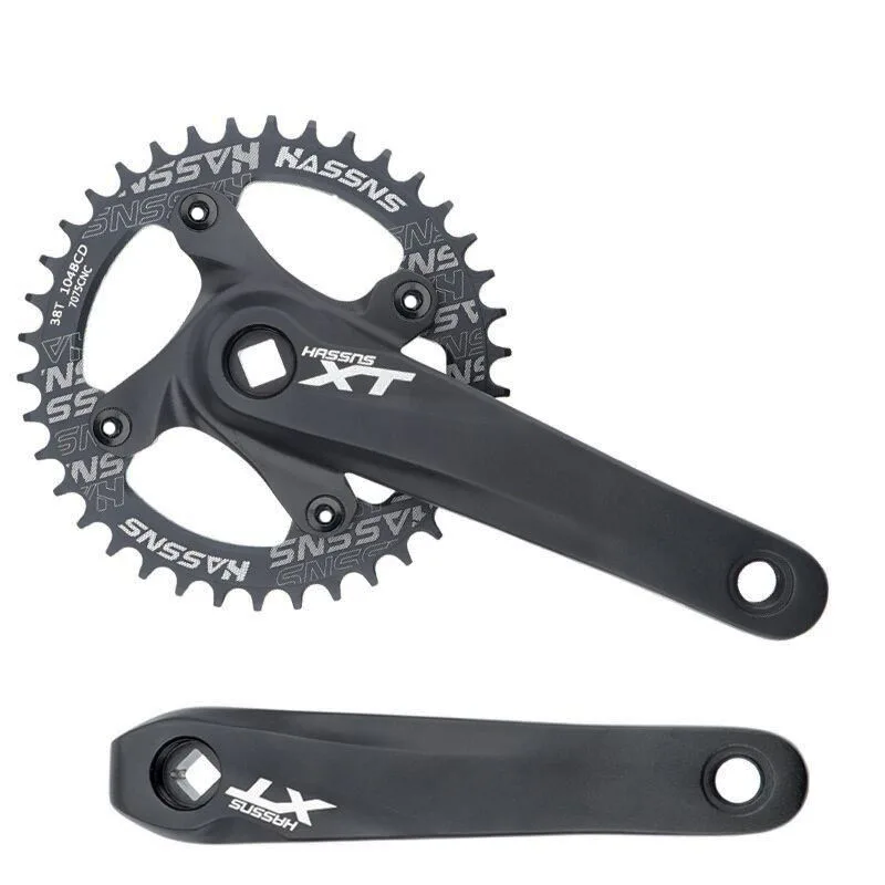 AliExpress NONE HASSNS XT 104BCD MTB Square Hole Crankset Single-disc Crankset Aluminum Alloy Lightweight Crankset