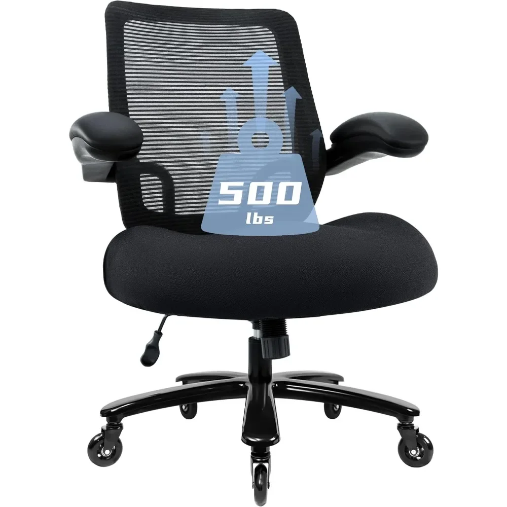 

500lbs Big and Tall Office Chair - Heavy Duty Mesh Ergonomic Desk Chair, High Back Computer Chair - Flip-up Armrests