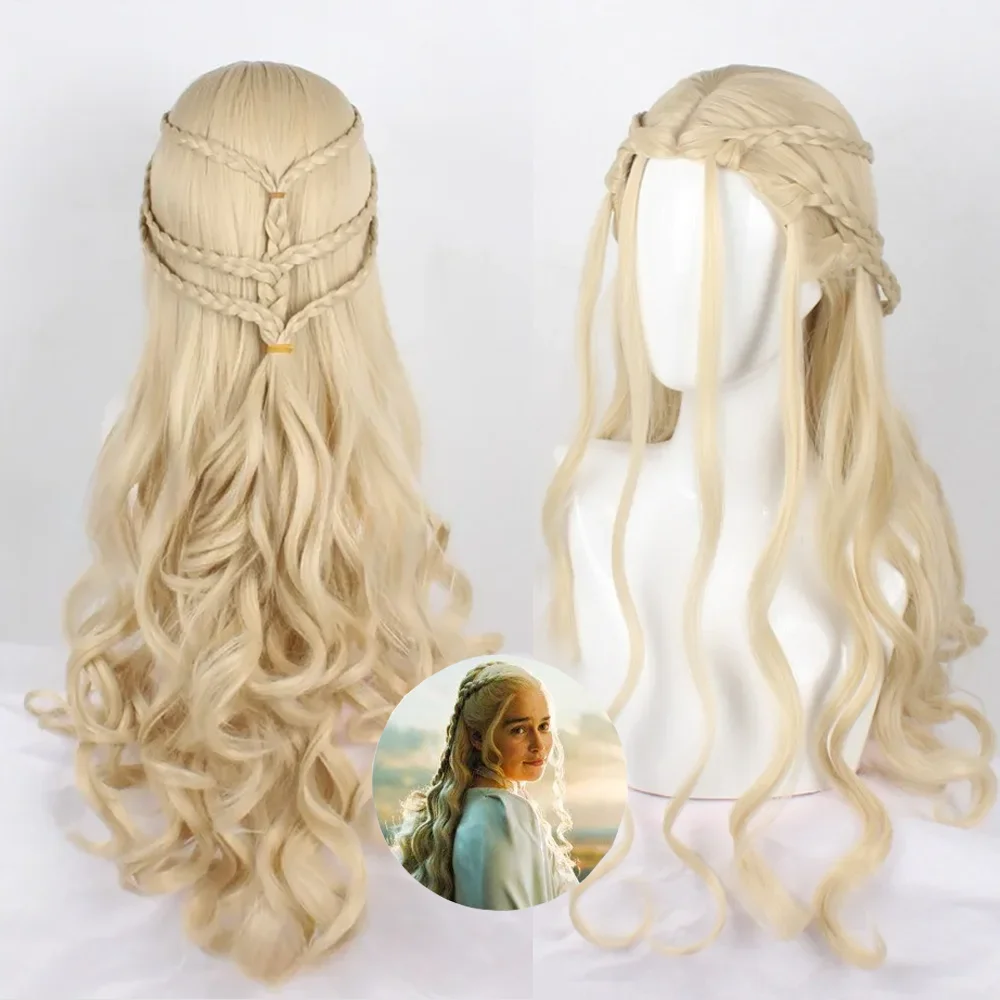 

High-Quality Daenerys Targaryen Cosplay Wig 13*4 Front Lace Synthetic Hair Halloween Carnival Daily Party Long Curly Hair