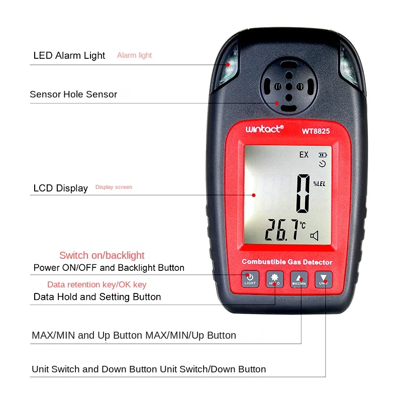 Gm8105 Co Gas Detection Wt8825 Carbon Monoxide Detection Alarm Apparatus Digital Display Experimental Tester