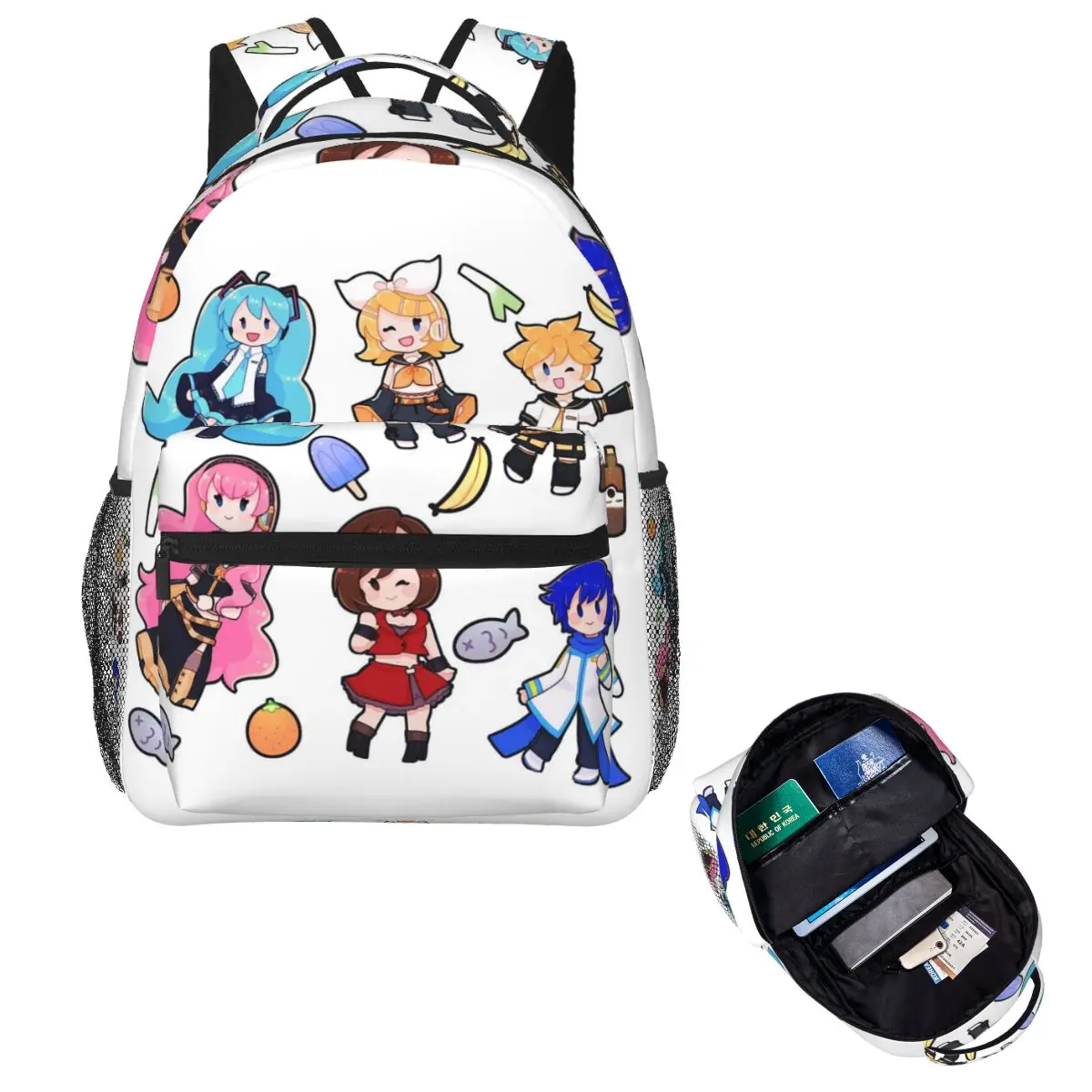 ボーカロイドちびカオス!-バックパックホットセールデイパック大容量キッズブックバッグスクールバッグショルダーバッグ男性用女性用