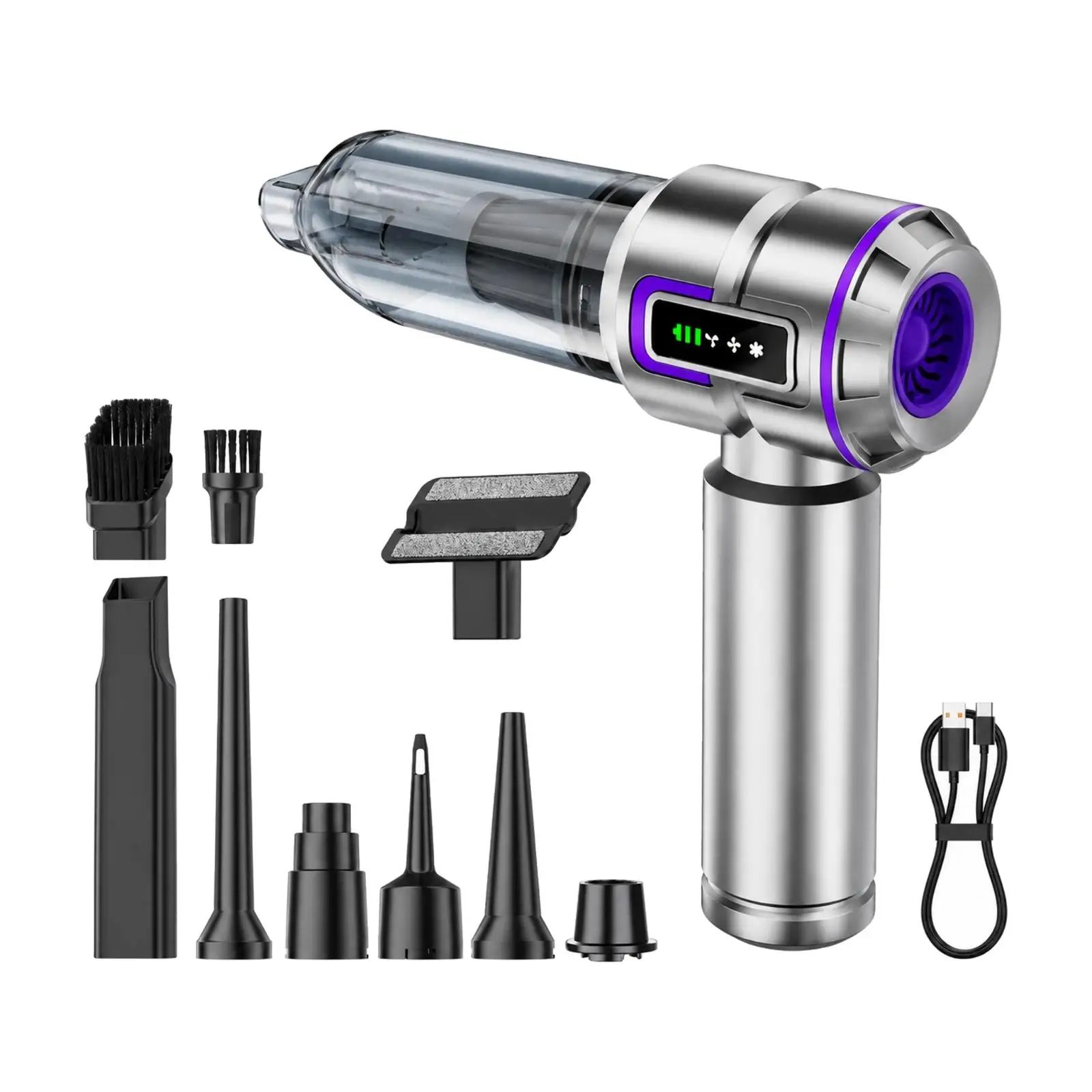 Rechargeable Car Vacuum Cleaner Handheld Blower 6000mah USB-C Fast Charging 30 Min Run for Upholstery Workshop