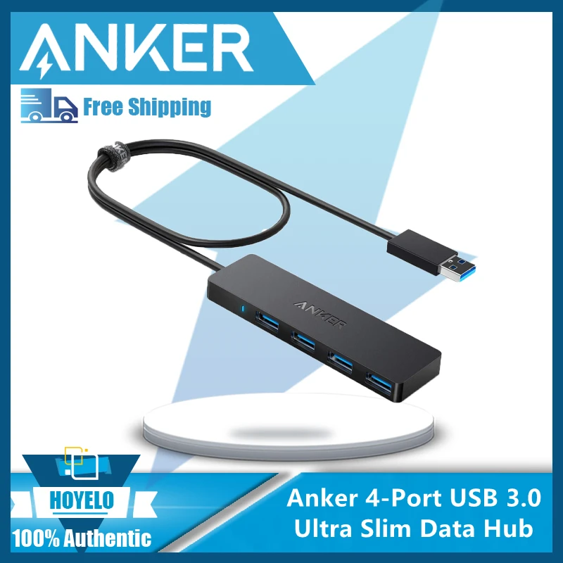 Anker-Ultra Slim Data Hub for Macbook, 4-Port USB 3.0, 3.1, Macbook, Mac Pro, Mini, iMac Surface Pro, XPS, Notebook, PC, USB Fla