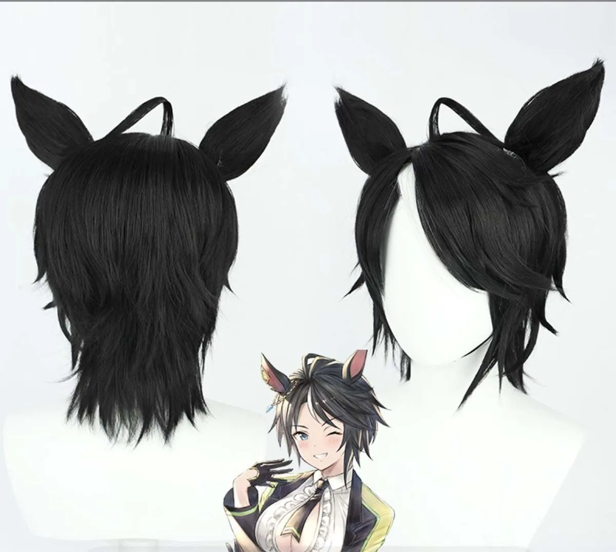 Game Roleplay Pretty Derby Fuji Kiseki Cosplay Synthetic Hair Wig With Ears