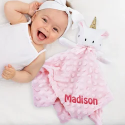 Manta de edredón para bebé con nombres personalizados, manta de seguridad para animales, toalla tranquilizadora, felpa suave NewbornDoudou Personnalisé