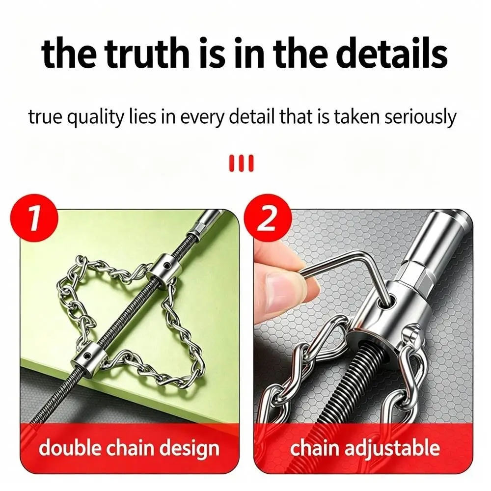 Multifunctional Toilet Pipe Dredger Detachable Design Dual Chain Structure Dual Chain Unclog Tool Household Applicable
