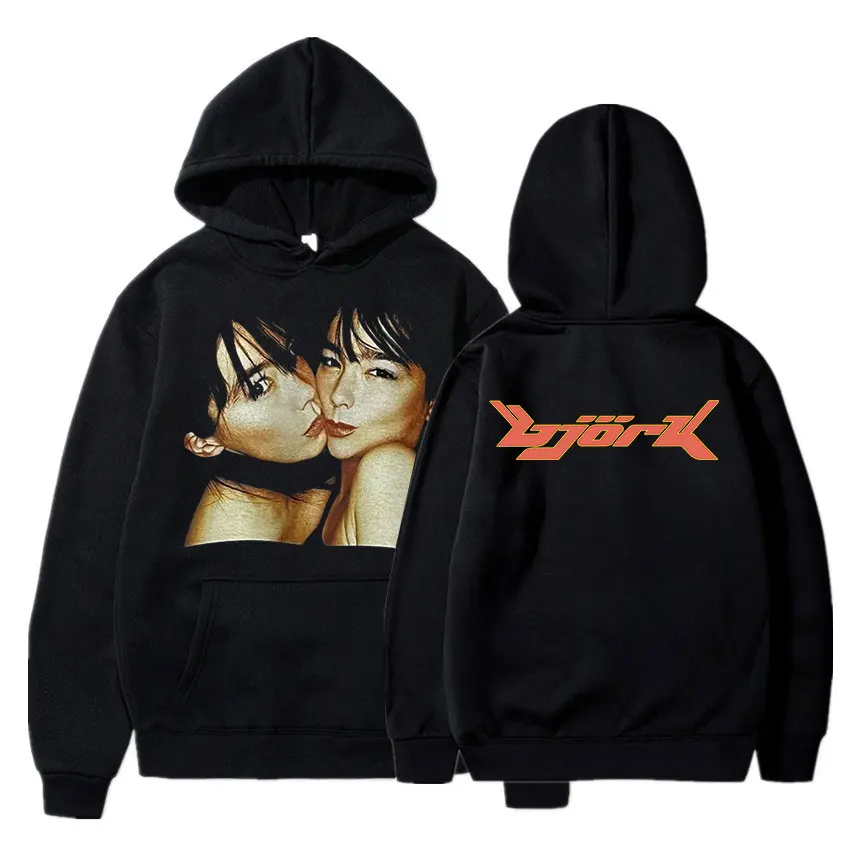 1990 Bjork Heavy Concert Vintage Hoodie Hip Hop Music Album Double