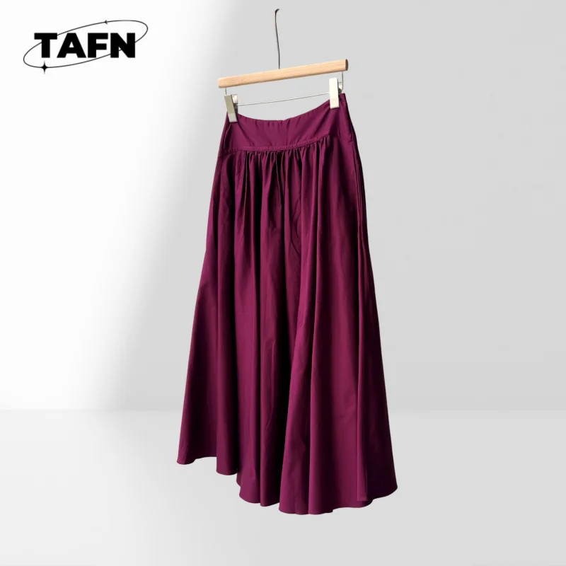 

Casual Office Skirt for Women High Waist Midi Solid Color Style Trendy Solid Skirt for Women Waist A-Line Daily Casual AH1610