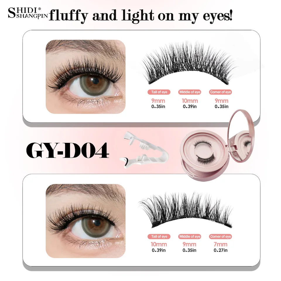 2 Pares Pestañas Magnéticas Look Natural Esponjosas Reutilizables Set con Aplicador Sin Pegamento Maquillaje 6