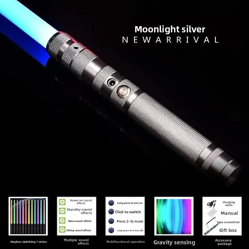 Spada laser, spada laser telescopica 2 in 1, colorata, per bambini, luminosa, vibrante, in metallo, spada laser