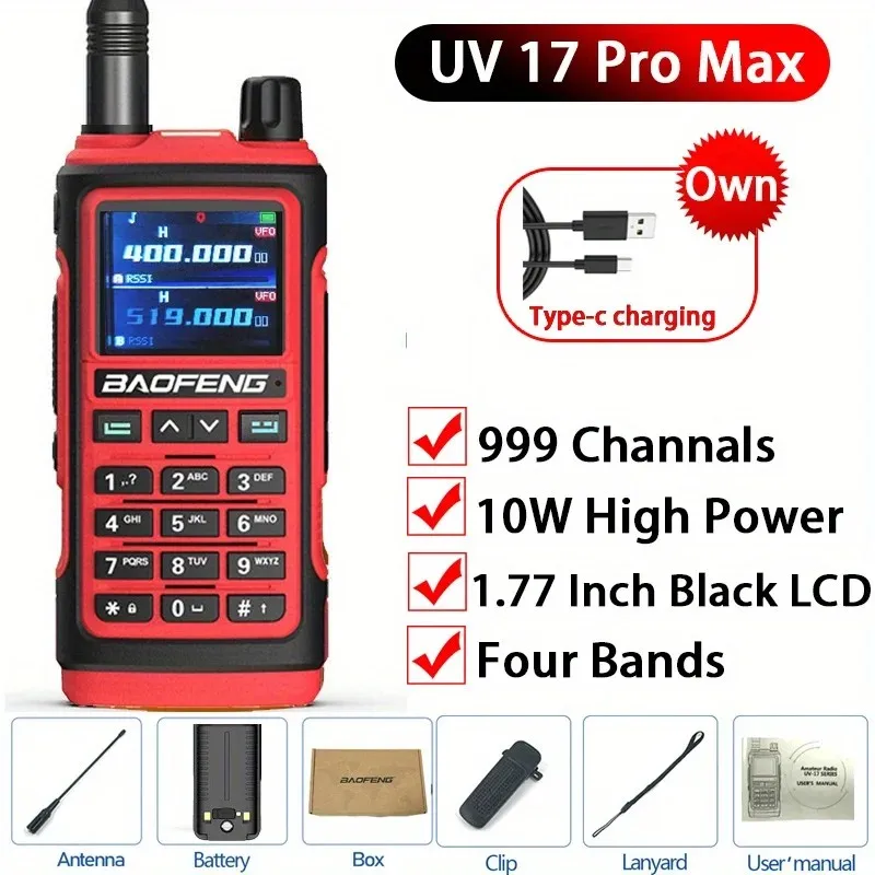 BAOFENG UV-17 professionnel maximum walperforé talperforé quatre bandes sans fil copie fréquence bidirectionnelle sans fil longue portée co