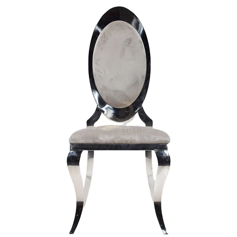 

Modern Simple Stainless Steel Dining Chair Durable Metal Backrest Fashion Fabric Seat Hotel Living Room Furniture