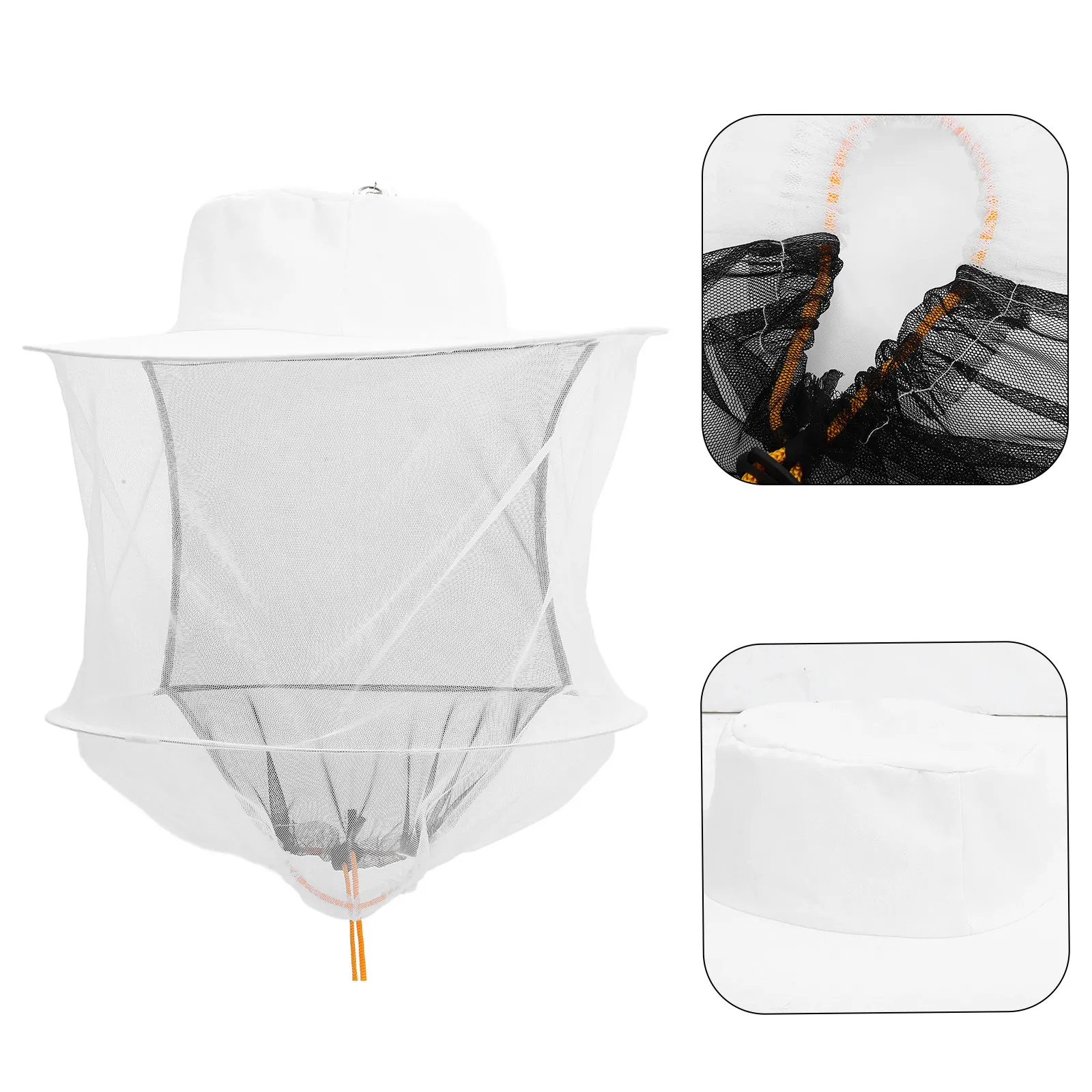 Professional Beekeeper Hat Portable Bee Keeper Net Head Cover Wide Brim Mesh Protective Hat for Fishing Hunting Beekeeping