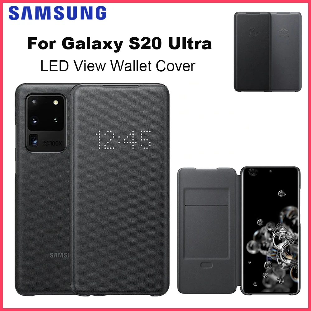 Original For Samsung Galaxy S20Ultra 5G LED View Smartphone Cover Clamshell Smart LED display View Sleep Case EF-NG988