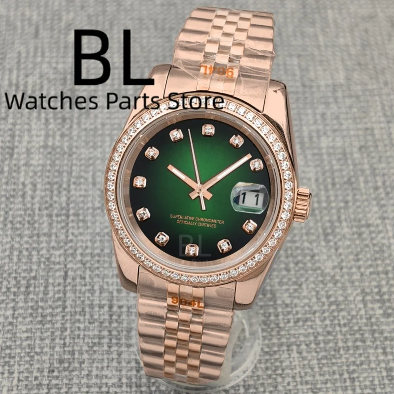 ساعة BLIGER أوتوماتيكية جديدة فاخرة مزينة بالذهب الوردي للرجال NH35 ساعة يد ميكانيكية للرجال من الفولاذ المقاوم للصدأ مقاومة للماء