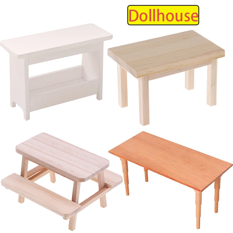 ชุดเฟอร์นิเจอร์จำลองขนาดเล็ก 1 ชิ้น โต๊ะและเก้าอี้ไม้จิ๋ว สำหรับตกแต่งบ้านตุ๊กตา